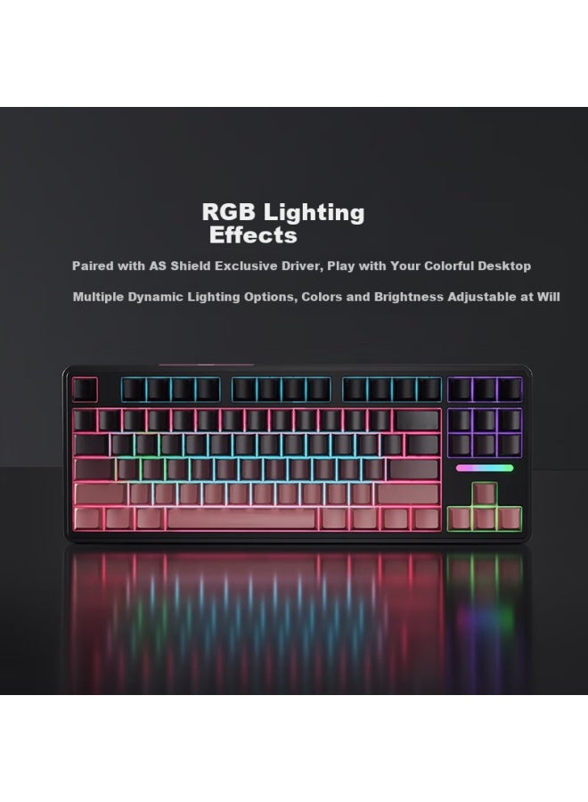 AUSDOM Asdun H87 Wired Mechanical Keyboard With Gradient Side Engraving, Customizable Gaming, E-sports, Office, Home Computer Keyboard, Colorful Backlight, Side Light, Purple Jade Switch, Black And Pink Gradient - Image 1
