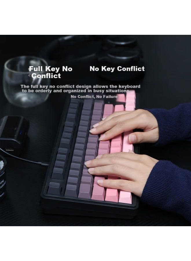 AUSDOM Asdun H87 Wired Mechanical Keyboard With Gradient Side Engraving, Customizable Gaming, E-sports, Office, Home Computer Keyboard, Colorful Backlight, Side Light, Purple Jade Switch, Black And Pink Gradient - Image 3