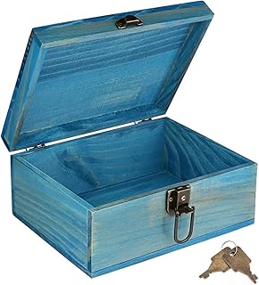 Dedoot Wooden Keepsake Box,  Decorative Wooden Box Vintage Handmade Wood Craft Box with Lock and Key for Jewelry Gift - Image 1