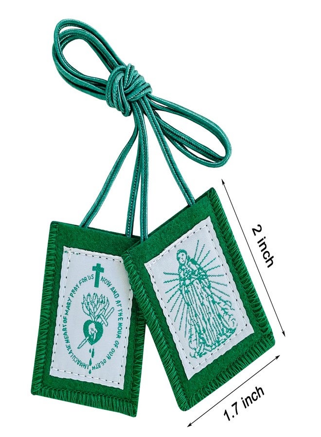 TALPGOD Scapulars Catholic, 3 Pack Green Scapular Of Immaculate Heart of Mary Green, Escapularios Catolicos Scapular Catholics Necklaces Religious Gift, Mexican Decor Religious Statues Wall Cross - Image 2