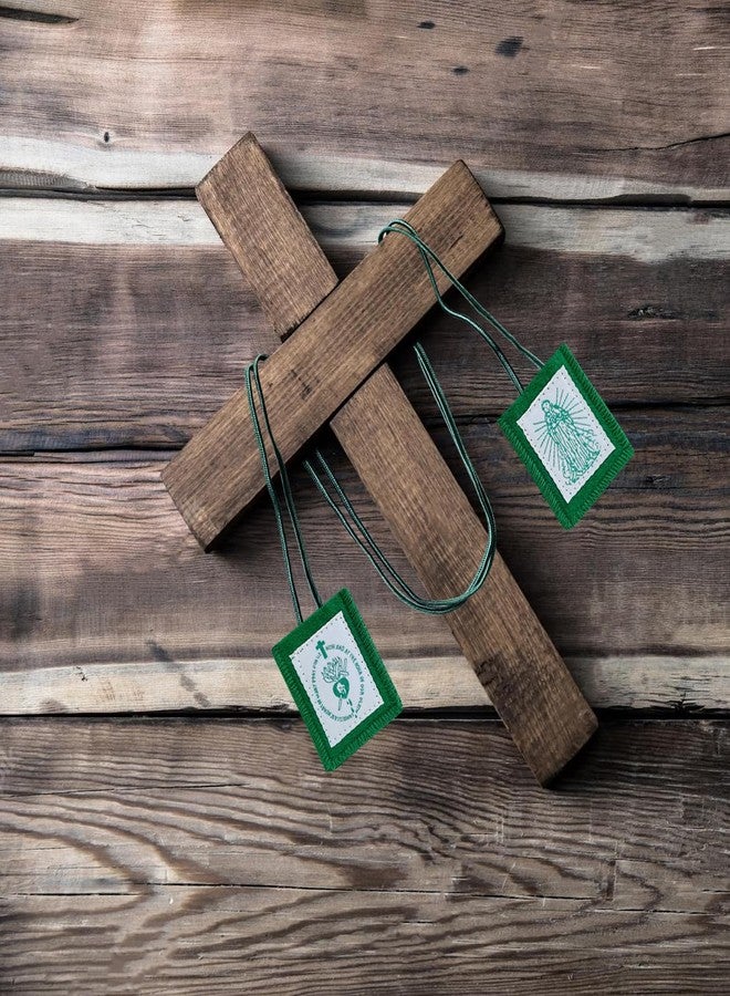 TALPGOD Scapulars Catholic, 3 Pack Green Scapular Of Immaculate Heart of Mary Green, Escapularios Catolicos Scapular Catholics Necklaces Religious Gift, Mexican Decor Religious Statues Wall Cross - Image 4
