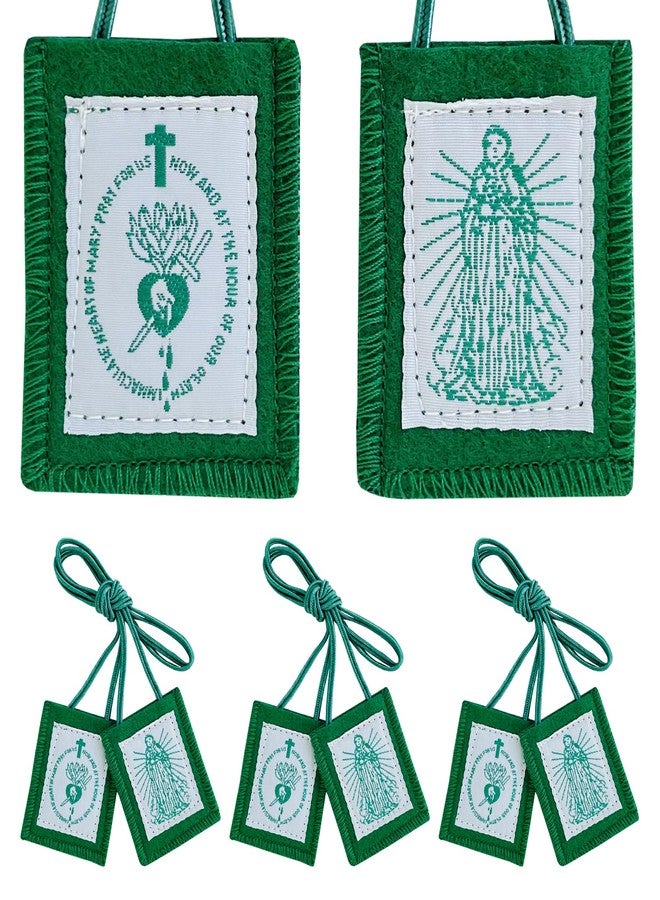 TALPGOD Scapulars Catholic, 3 Pack Green Scapular Of Immaculate Heart of Mary Green, Escapularios Catolicos Scapular Catholics Necklaces Religious Gift, Mexican Decor Religious Statues Wall Cross - Image 1