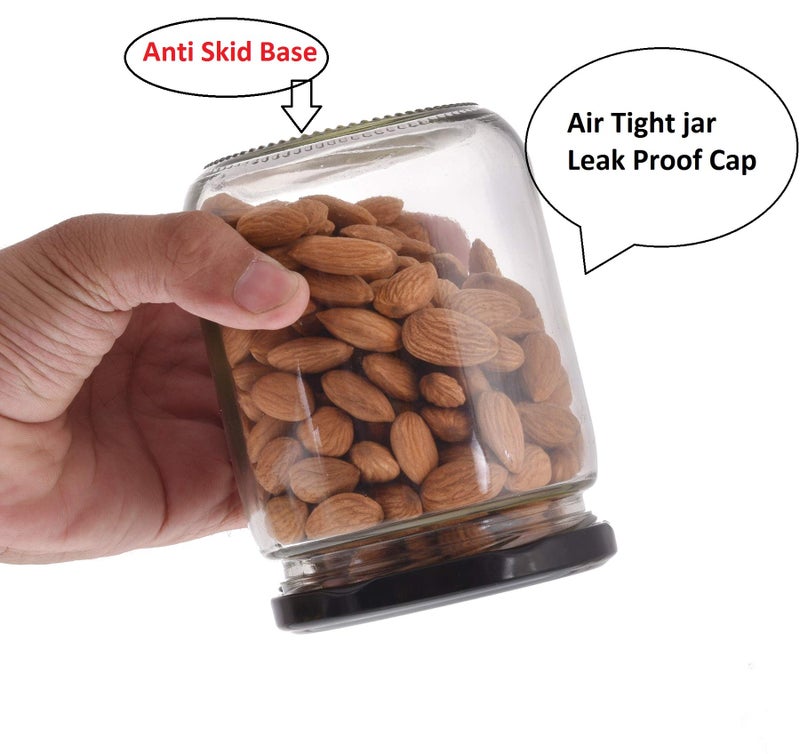 MACHAK Round Glass Jar For Kitchen Container For Storage Airtight, 350ml, Black Lid (12) - Image 5
