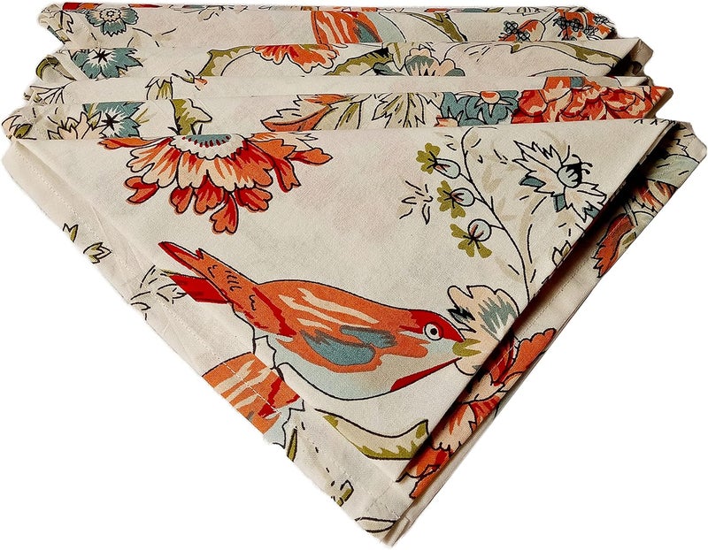 GURU JEE Soft Cotton Printed Napkin Bird and Flower for Everyday Use Table Napkins Cloth Set of 6 Dinner Table Napkins 100 Cotton Cloth Napkins Washable - Image 3