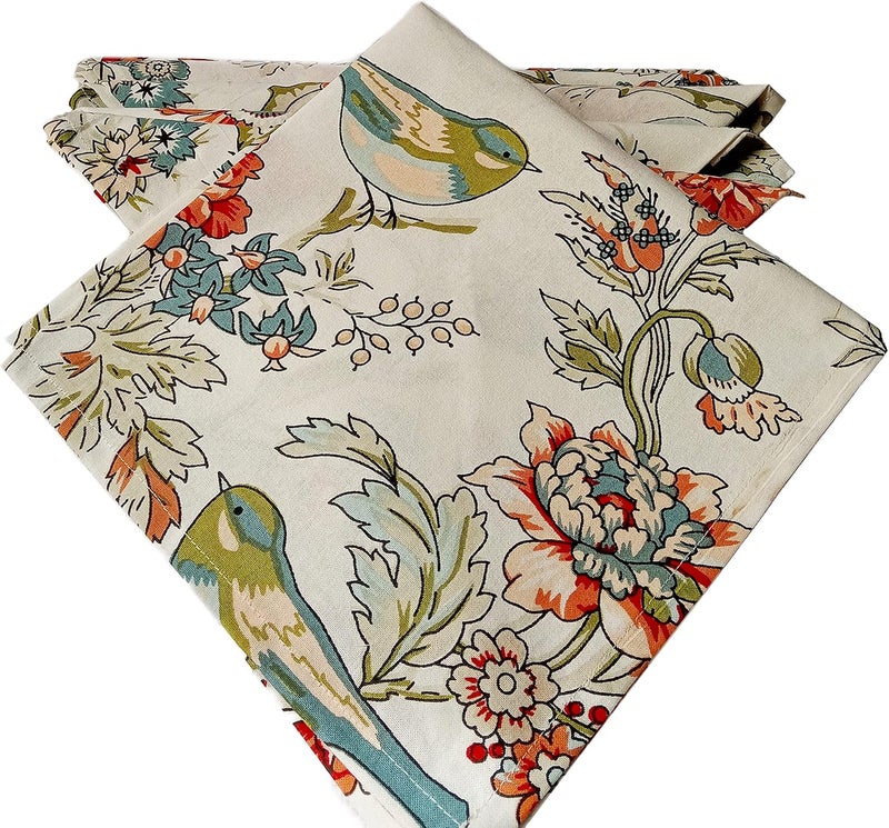 GURU JEE Soft Cotton Printed Napkin Bird and Flower for Everyday Use Table Napkins Cloth Set of 6 Dinner Table Napkins 100 Cotton Cloth Napkins Washable - Image 2