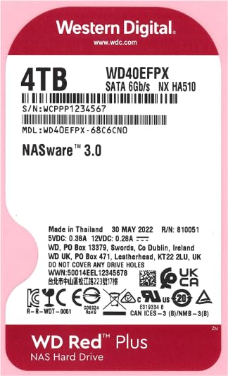 Western Digital 4TB WD Red Plus NAS Internal Hard Drive HDD - 5400 RPM, SATA 6 Gb/s, CMR, 256 MB Cache, 3.5" -WD40EFPX - Image 2