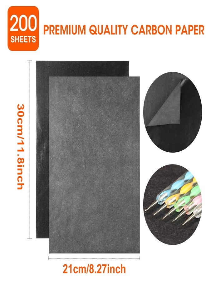 Ueerdand 200 Sheets Carbon Paper Black Graphite Paper Transfer Tracing Paper and 5 Pieces Ball Embossing Styluses for DIY Woodworking, Paper, Canvas and Other Art Craft Surfaces - Image 2