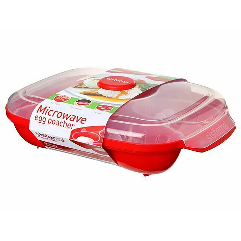 Sistema Microwave Poacher for up to 4 Eggs, Red/Clear, 28.7 x 20.5 x 8.4 cm - Image 1