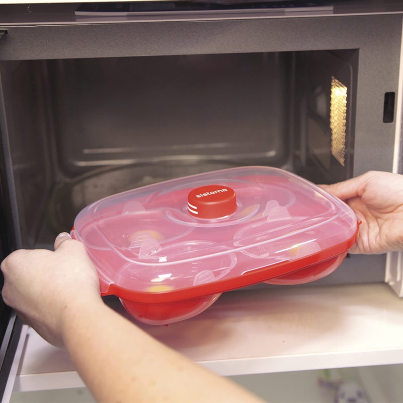 Sistema Microwave Poacher for up to 4 Eggs, Red/Clear, 28.7 x 20.5 x 8.4 cm - Image 4
