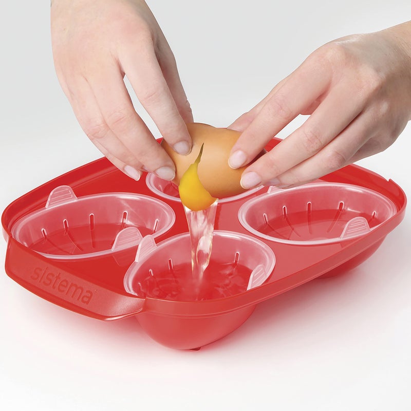 Sistema Microwave Poacher for up to 4 Eggs, Red/Clear, 28.7 x 20.5 x 8.4 cm - Image 3