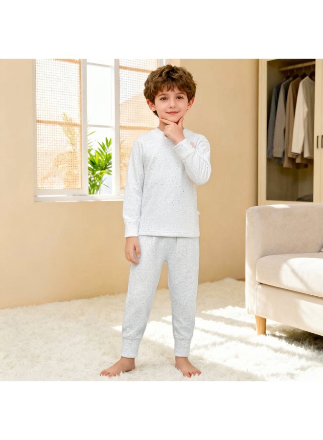 Teenagers' Autumn And Winter Children's Soft Fleece Thermal Underwear Set, Medium And Large Boys And Girls Colored Sand Autumn Clothes And Pajamas