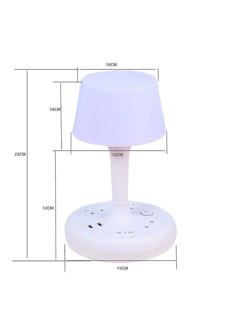 Inder Multifunctional Table Lamp Phone Holder 4-Way Power Extension Cord 2-USB Fast Charging Ports For Home Office Pink - Image 4