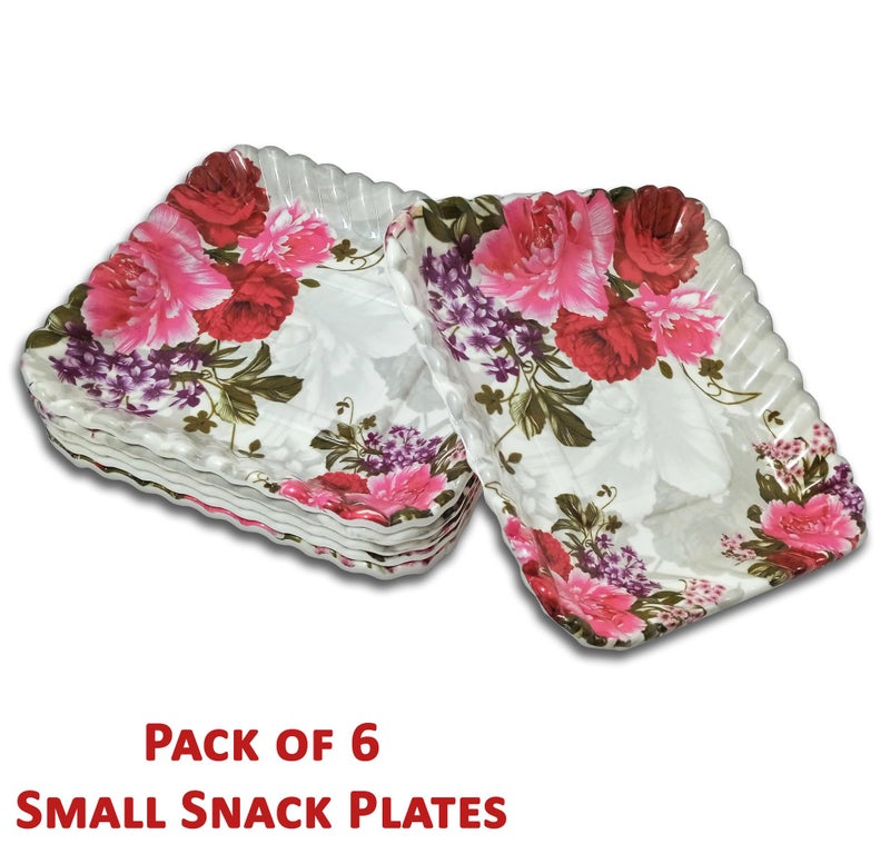 BHOJANWARE Stylish Melamine Square Small Snack Plates Set of 6-(Size-5.5 Inch / 14 CM) Perfect for Dining, Serving and Kitchen Utensils - Image 4