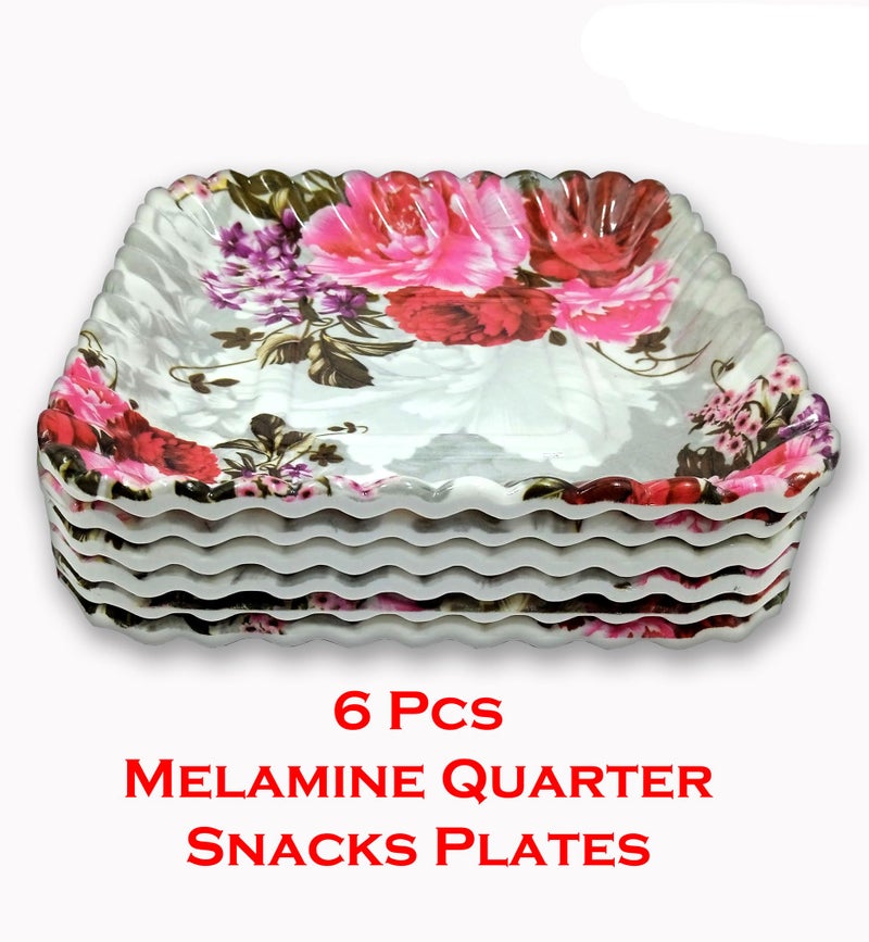 BHOJANWARE Stylish Melamine Square Small Snack Plates Set of 6-(Size-5.5 Inch / 14 CM) Perfect for Dining, Serving and Kitchen Utensils - Image 3