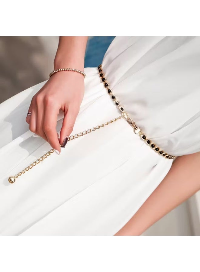Goolsky Women'S Sweet Pearl Accent Belt Skirt - Elegant Metal Belt Link Design, Versatile for Casual Or Weekend Wear, Average Size, Alloy Material, Fashion Accessory|Fashionable Accessory|Chic - Image 1
