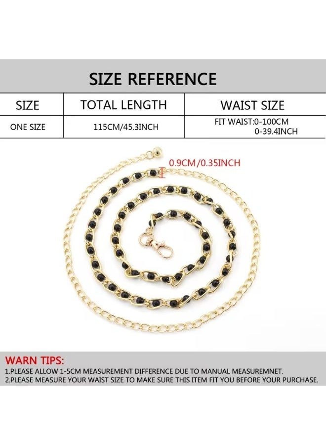 Goolsky Women'S Sweet Pearl Accent Belt Skirt - Elegant Metal Belt Link Design, Versatile for Casual Or Weekend Wear, Average Size, Alloy Material, Fashion Accessory|Fashionable Accessory|Chic - Image 3