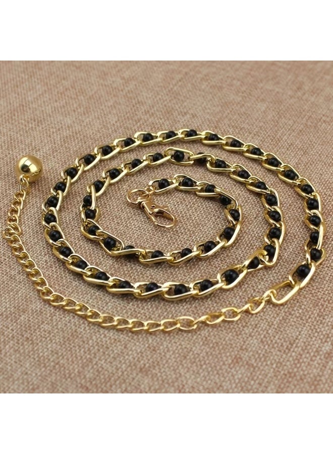 Goolsky Women'S Sweet Pearl Accent Belt Skirt - Elegant Metal Belt Link Design, Versatile for Casual Or Weekend Wear, Average Size, Alloy Material, Fashion Accessory|Fashionable Accessory|Chic - Image 2