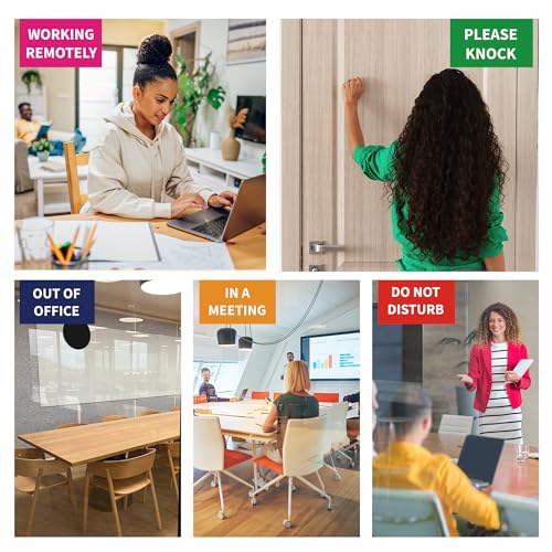 EliteSign Office Door Signs Do Not Disturb, Please Knock, In A Meeting, Out Of Office, Working Remotely 5 Options Privacy Door Slider Sign For Meeting & Conference Room Brushed Silver - Image 5