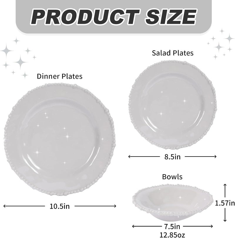 Lechoo Grey Pearl 12-Piece Melamine Dinnerware Set - Unbreakable Plastic Plates & Bowls, Service for 4, Dishwasher Safe, Lightweight Shatterproof Tableware for Indoor/Outdoor Use - Image 3