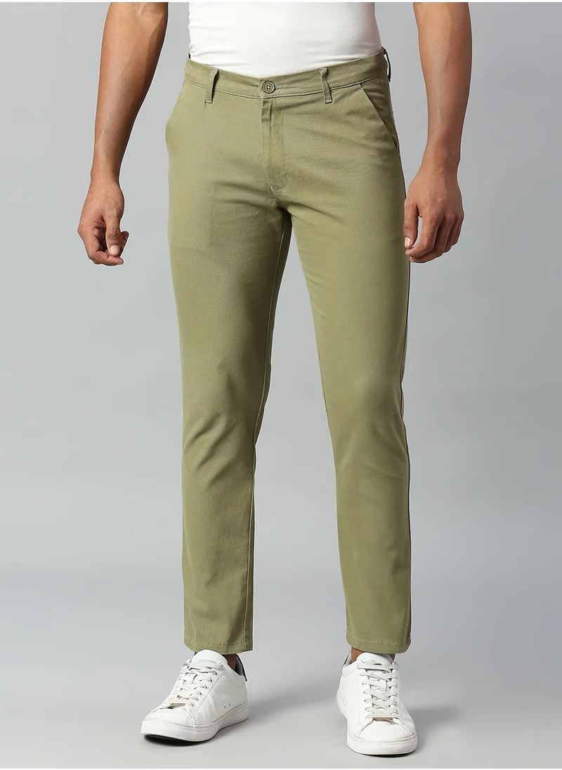 Dennis Lingo Light Olive Chinos for Men - Tapered Fit, 100% Cotton