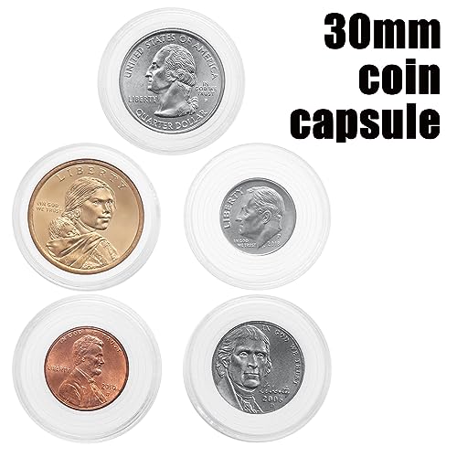 MUQING 240 PCS 30mm Plastic Coin Capsule Holder, 5 Sizes Protect Gasket Coin Case for Collectors, Round Coin Collecting Supplies with Storage Box - Image 4