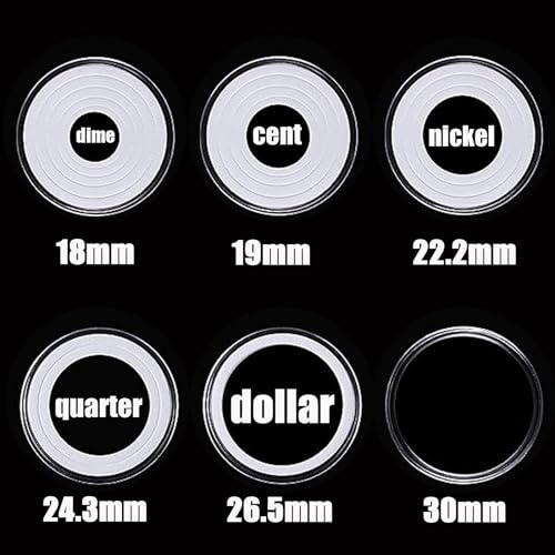 MUQING 240 PCS 30mm Plastic Coin Capsule Holder, 5 Sizes Protect Gasket Coin Case for Collectors, Round Coin Collecting Supplies with Storage Box - Image 5