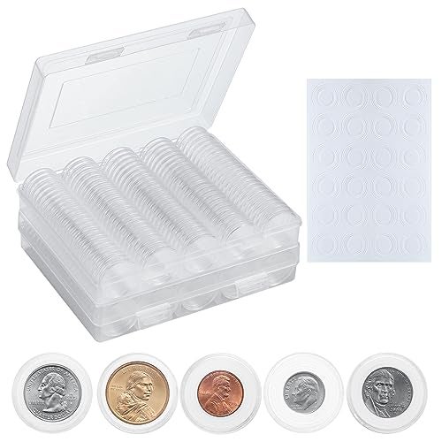 MUQING 240 PCS 30mm Plastic Coin Capsule Holder, 5 Sizes Protect Gasket Coin Case for Collectors, Round Coin Collecting Supplies with Storage Box - Image 1