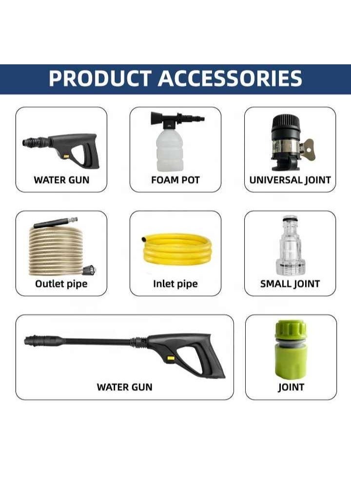 Denix Heavy-duty portable electric pressure washer. 1600W pressure washer for cleaning cars, homes, and gardens. Includes a cleaning gun, hose, soap dispenser, and cleaning needle with a 1.5-meter hose. - Image 2