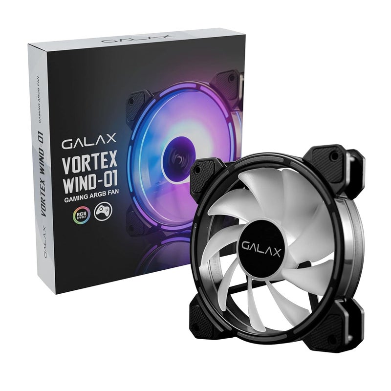 GALAX Vortex Wind-01 120mm Silent Case Gaming Fan | ARGB LED Lights | Advanced Cooling Design | Hydraulic Bearing | Dynamic Balancing Motor - Image 1