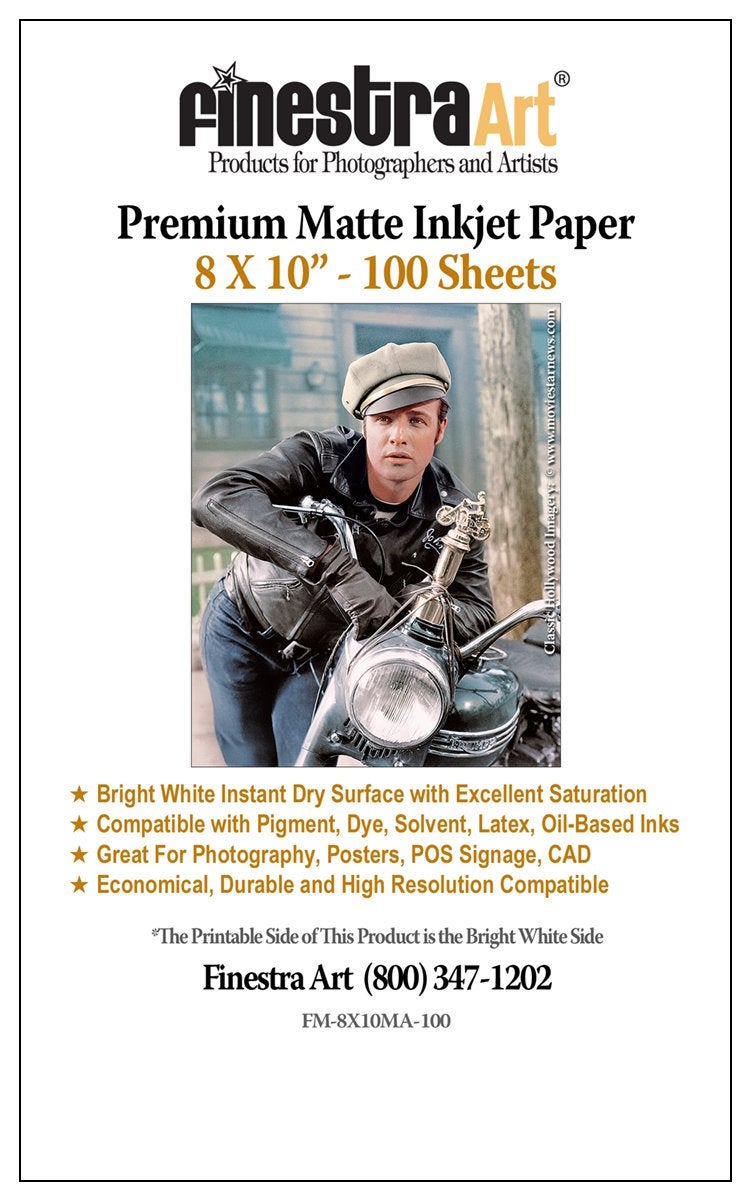 Finestra Art 8 x 10 Premium Arctic Matte Inkjet Photo Paper 100 Sheets