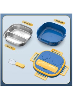 Excefore Stainless Steel Kid Bento Box, Leak-Proof, 2-Compartment, Lunch Box with Portable Cutlery-Ideal Portion Sizes for Ages 3 to10, Dishwasher Safe, Over 3 years old, Blue  - Image 5