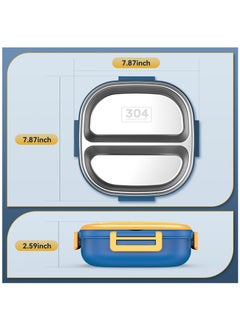 Excefore Stainless Steel Kid Bento Box, Leak-Proof, 2-Compartment, Lunch Box with Portable Cutlery-Ideal Portion Sizes for Ages 3 to10, Dishwasher Safe, Over 3 years old, Blue  - Image 4