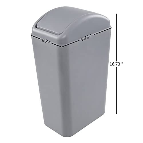 CadineUS 14 Liter Plastic Trash Can with Lid, Kitchen Bathrooom Office Garbage Bin Set of 2 - Image 2