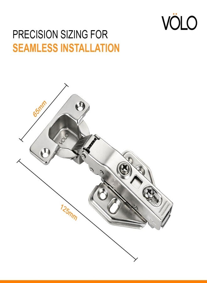 VOLO 8 Pieces (4 Sets) European Style Soft Close Concealed Cabinet Hinges | Clip On 0 Crank Full Overlay | for Kitchen Cabinets, Wardrobes & Office | Mild Steel, Nickel Finish | 1 Year Warranty - Image 2