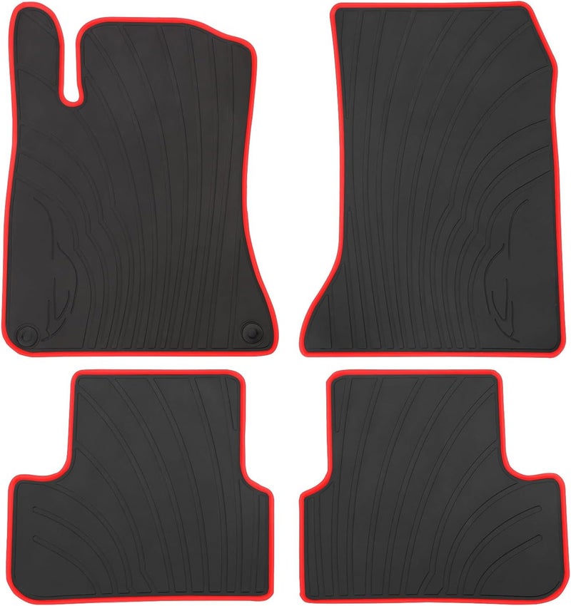 SAN AUTO Car Floor Mats Liners Custom Fit for Mercedes Benz CLA 2014-2019/GLA 2015-2020, A Class 2012-2019/B Class 2013-2019 Black Red Rubber Set All Weather Protection Heavy Duty Odorless - Image 1