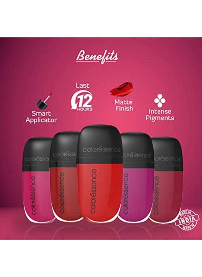 Coloressence Intense Liquid Lip Color Matte Long Lasting Non Sticky Waterproof Formula (Siren Red) - Free Lip Liner (Assorted)  - Image 4