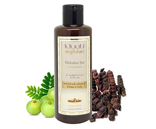 Meghdoot Khadi Meghdoot Ayurvedic Herbal Shikakai Shampoo Enriched With Extracts of Shikakai & Amla for Dandruff Control, Hair Loss Control, Healthy Scalp Free From Lice, 210ml, Pack of 1 - Image 2