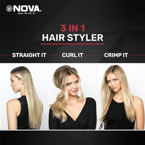 NOVA 2 in 1 NHS 801 Hair Straightener (Black, Pink) - Image 2