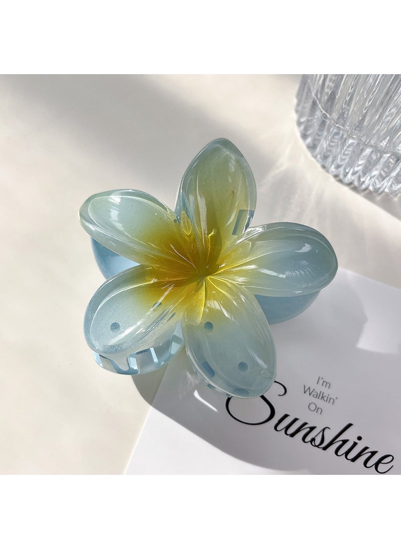 Generic Elegant Gradient Floral Hair Claw Large Shark Clip Blue [egg flower clip]] 