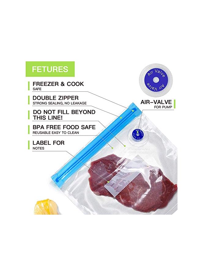 Raxoom Electric Food Vacuum Sealer With 20Pc Reusable Storage Bags, Sous Vide Machine Kit For Anova, Joule Food Cookers Air Pump With 4 Sealing Clips & 4 Sous Vide Clips (Vacuum Sealer & 20 Pack) - Image 2