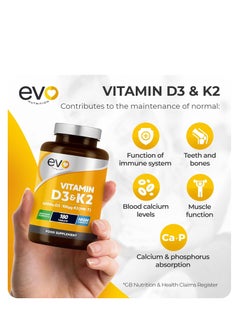 EVO itamin D3 4000iu & Vitamin K2 100ug (MK7) |180 Vegetarian Tablets | 1-A-Day | 6 Month Supply | High Strength D3 and K2 Vitamin | Vitamin D K2 Supplement  - Image 3