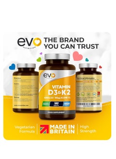 EVO itamin D3 4000iu & Vitamin K2 100ug (MK7) |180 Vegetarian Tablets | 1-A-Day | 6 Month Supply | High Strength D3 and K2 Vitamin | Vitamin D K2 Supplement  - Image 5