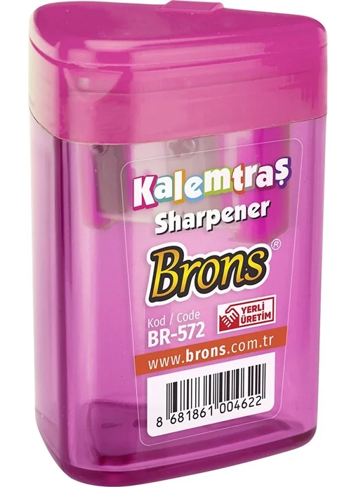 Brons BR-572 Triangular Chamber Pencil Sharpener 1 Piece (Mixed Color)