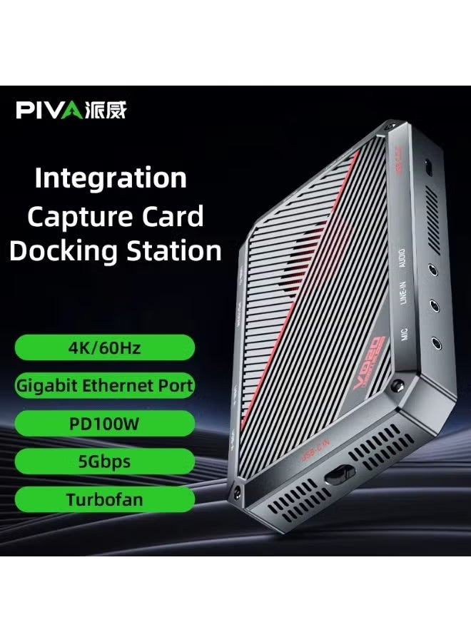 بيفا يُعد محول البث المباشر PIVA VD20 بطاقة شاملة لالتقاط الفيديو توفر دقة 4K بمعدل تحديث 60 إطاراً في الثانية، مع دعم لمعدلات تحديث تصل إلى 240 هرتز ومنفذ Gigabit Ethernet بسرعة 1000 ميجابت في الثانية لضمان استقرار الاتصال أثناء البث. كما يوفر الجهاز سرعة نقل بيانات تبلغ 5 جيجابت في الثانية عبر منفذ USB 3.2، مما يجعله مثالياً لتخزين البيانات الضخمة أو نقل المحتوى بسلاسة. - Image 2