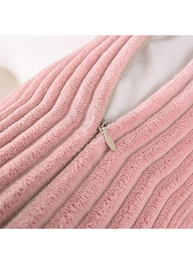 Guffaw Corduroy Cushion Covers 24x24 inches for Sofa, Bed, Couch Chair, Large Size, Square Pillow Shams (Peach, 2) - Image 4