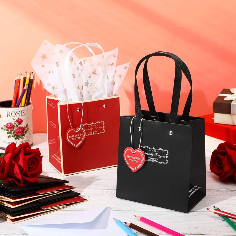 cheekyglo 8 Pieces Valentine's Day Gift Bags with Heart-Shaped Tags and Star Tissue Paper for Christmas Valentine Grooms Bride Birthdays Wedding Anniversary Bridesmaids Groomsman - Image 4