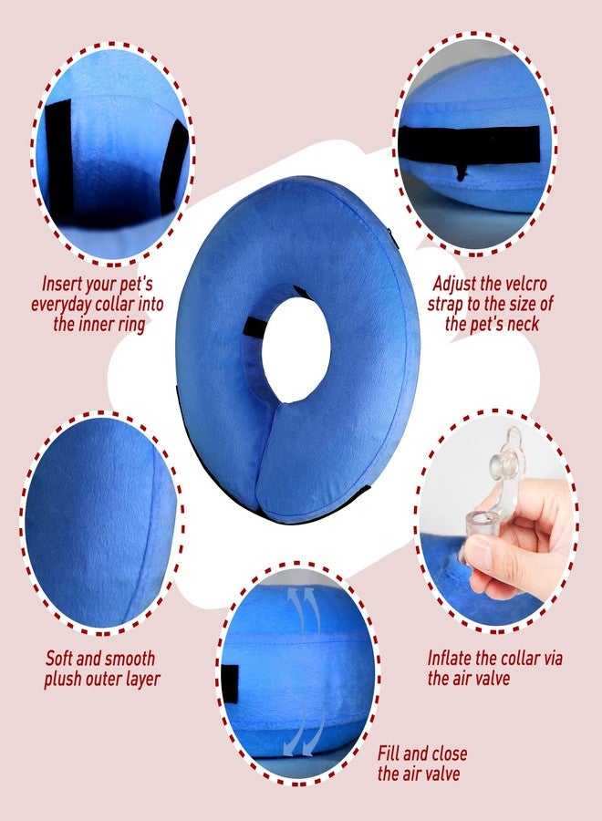Tonqixope Inflatable Dog Cone Collar-Soft Protective Cone for Dogs After Surgery,Dog Donut Collar for Large Medium Small Dogs and Cats (Blue,Large) - Image 2