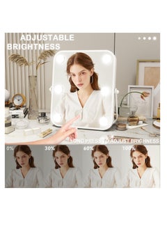 XiuWoo Vanity Mirror with Lights, Hollywood Makeup Mirror with Light, 10"x12" Lighted Desktop Makeup Mirror with 6 Dimmable LED Bulbs, Cosmetic Makeup Mirror with Stand, Smart Touch Control  - Image 3