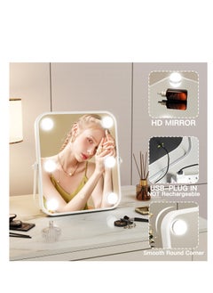 XiuWoo Vanity Mirror with Lights, Hollywood Makeup Mirror with Light, 10"x12" Lighted Desktop Makeup Mirror with 6 Dimmable LED Bulbs, Cosmetic Makeup Mirror with Stand, Smart Touch Control  - Image 5