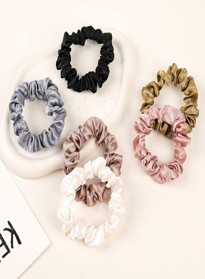 CHIROGRAPHY 12 Pcs Luxury Satin Silk Hair Ties Small Scrunchies for Women Girls Ponytail Holders 12 Pcs Mini Bulk Scrunchies Elastic Hair Bands for Thick Curly Hair Pony Tails Hair Ties - Image 3
